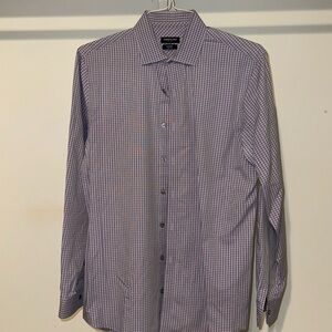 Kenneth Cole Men's Purple and White Checkered Dress Shirt. BARELY WORN!!